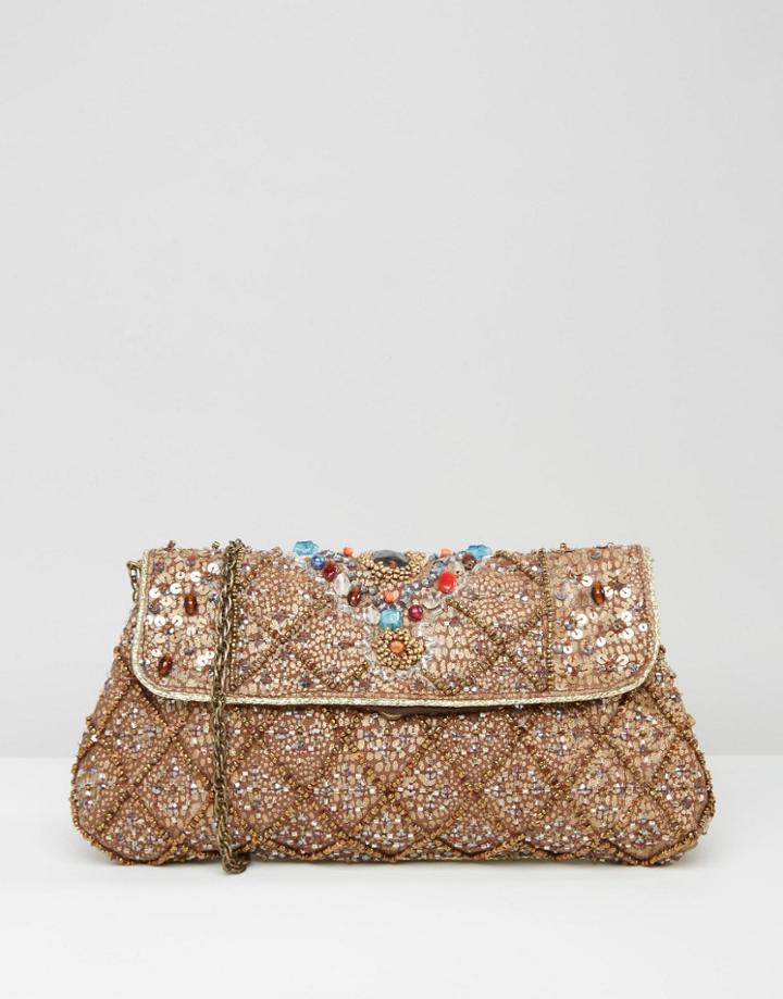 Raga Embellished Cora Clutch Bag - Brown