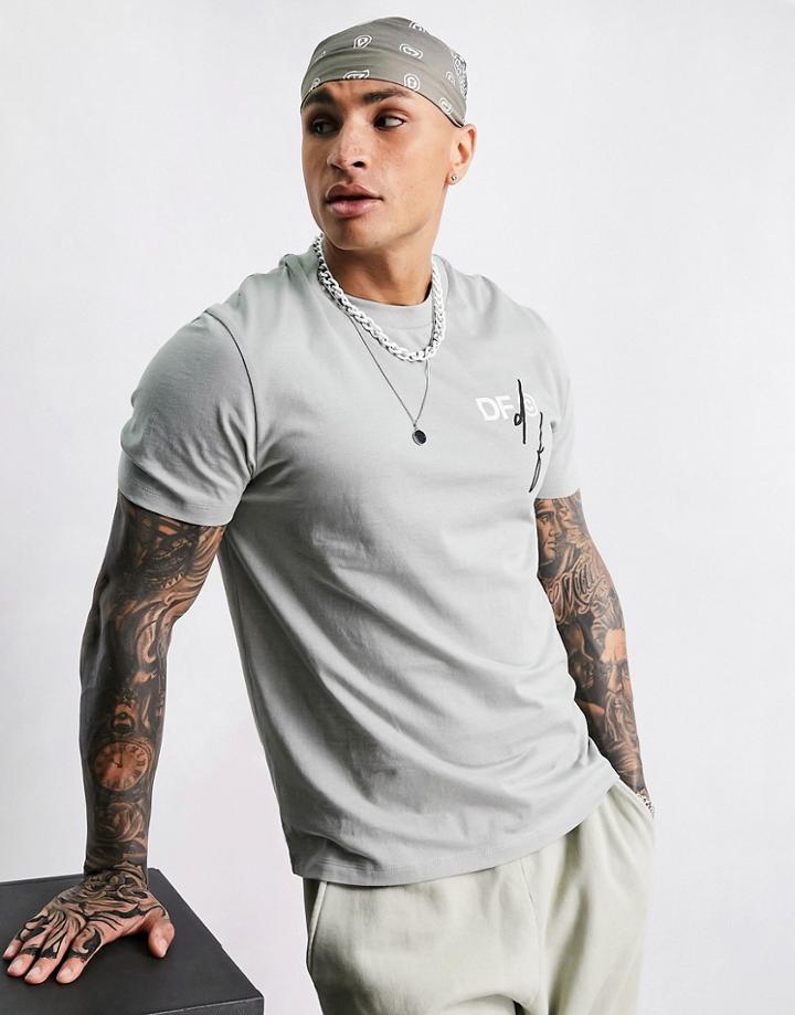 Asos Dark Future T-shirt In Gray With Front Logo Print-green