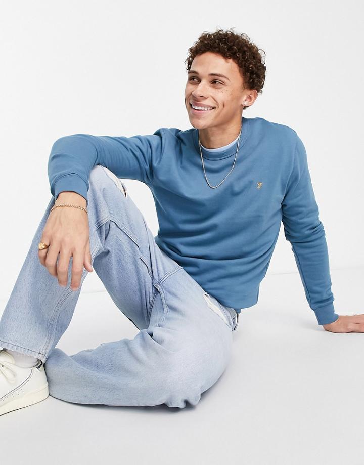 Farah Tim Crew Sweatshirt In Blue