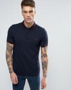 Fred Perry Slim Pique Polo Shirt Tramline Tipped In Navy - Navy