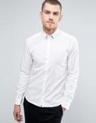 Hugo By Hugo Boss Ero 3 Shirt Metal Collar Bar Slim Fit In White - White