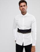 Asos Skinny Cut And Sew Shirt With Contrast Panels - White