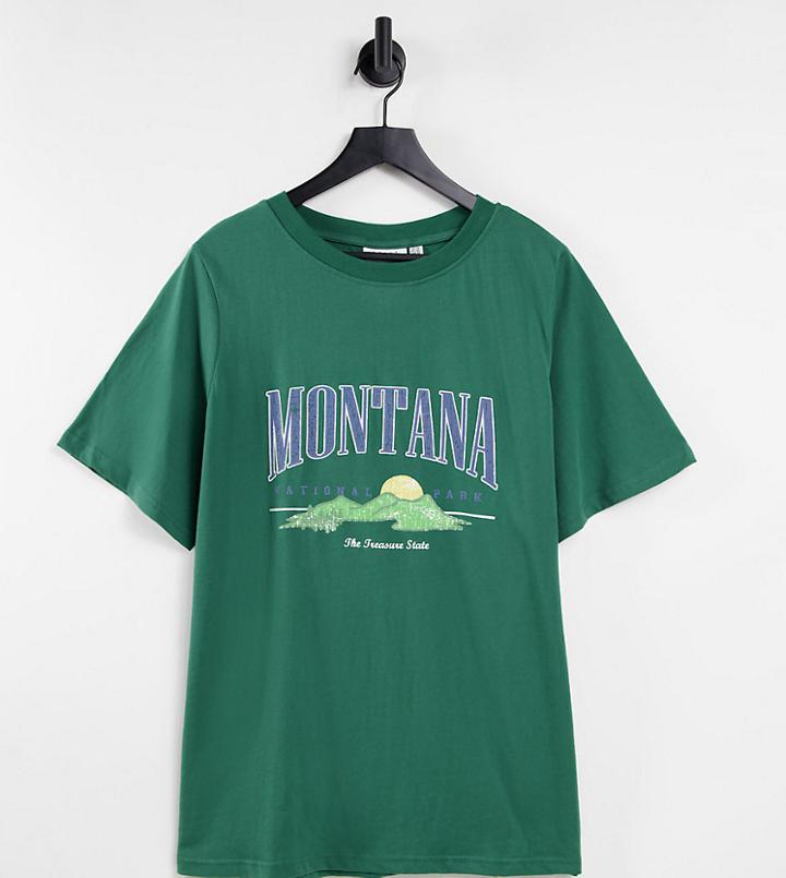 Daisy Street Plus Relaxed T-shirt With Montana Graphic-green