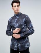 Jack & Jones Premium Long Sleeve Smart Shirt In Print - Black