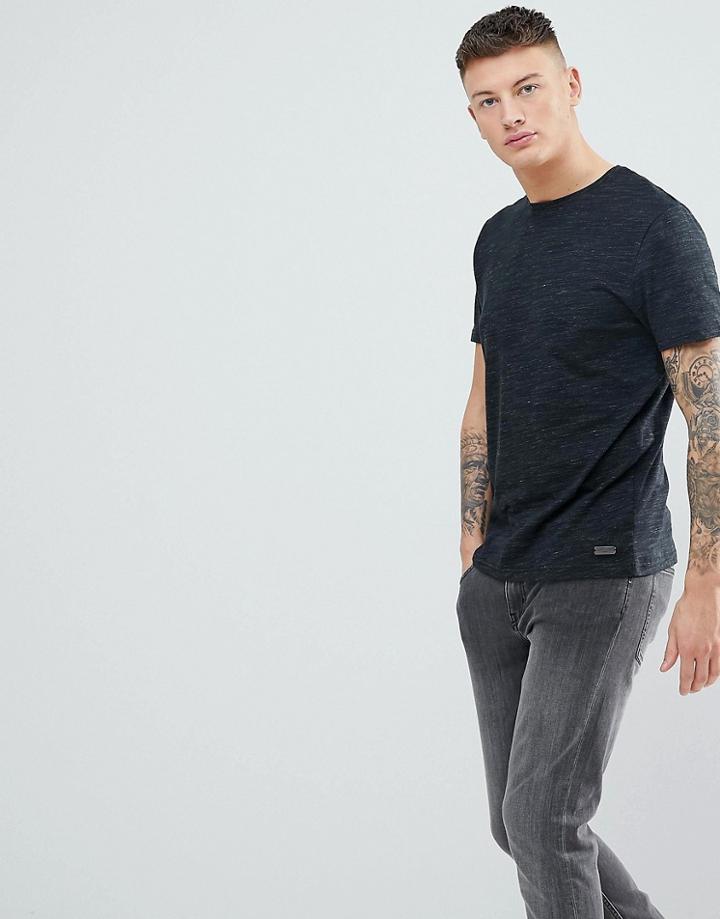 Brave Soul Fleck Crew Neck T-shirt - Black