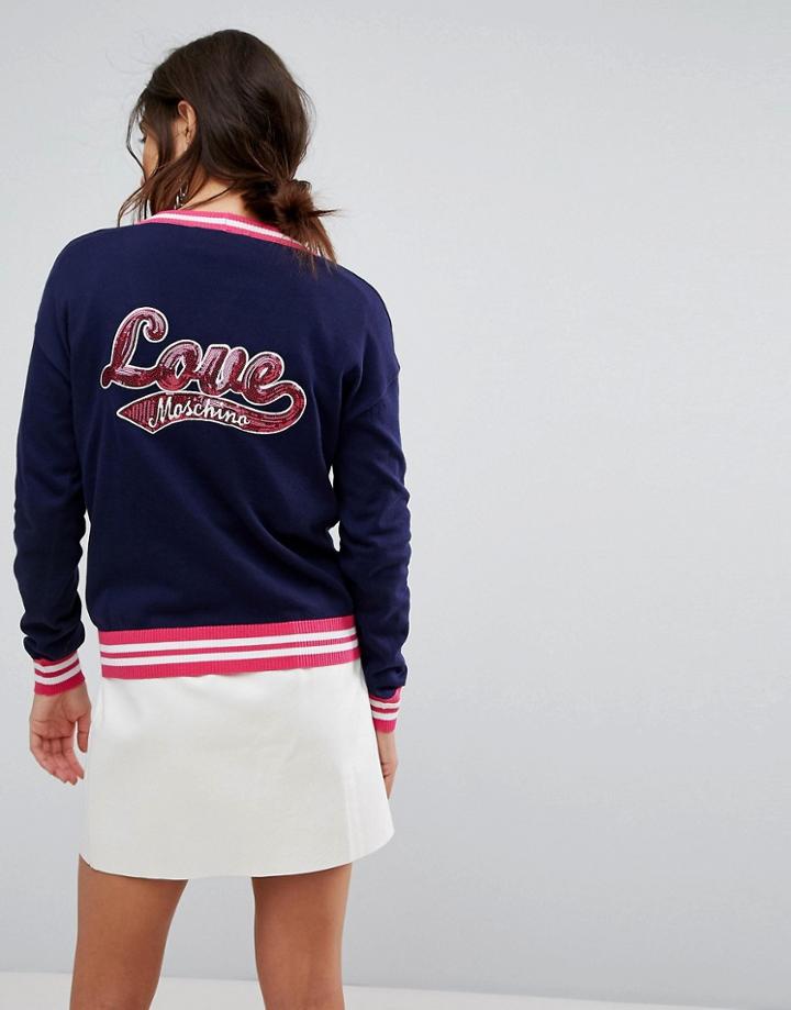 Love Moschino Sporty Knit Cardigan - Blue