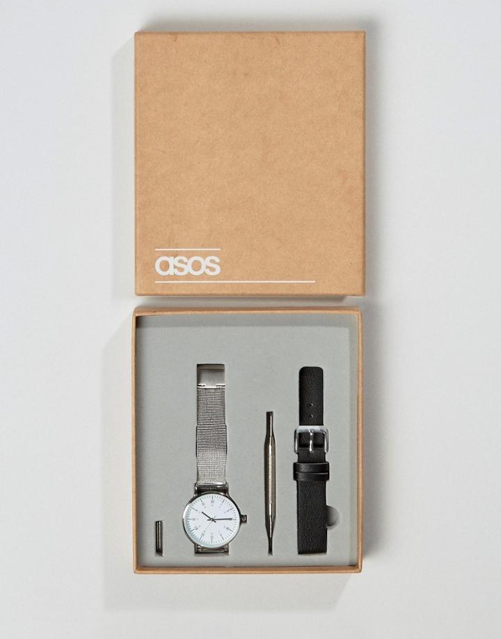 Asos Mesh Interchangeable Strap Watch - Multi