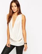 Asos Longline Top With Wrap Front And Trim - Khaki $17.50