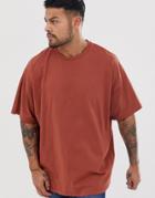 Asos Design Oversized T-shirt With Crew Neck In Brown