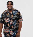 Only & Sons Short Sleeve Revere Collar Shirt In All Over Print - Black