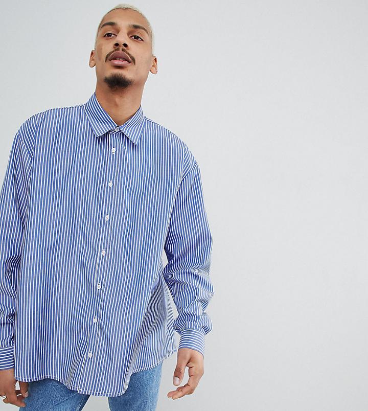 Milk It Oversized Shirt In Stripe - Navy