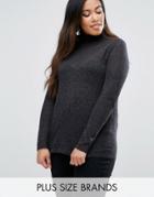 Junarose Roll Neck Knitted Sweater - Black