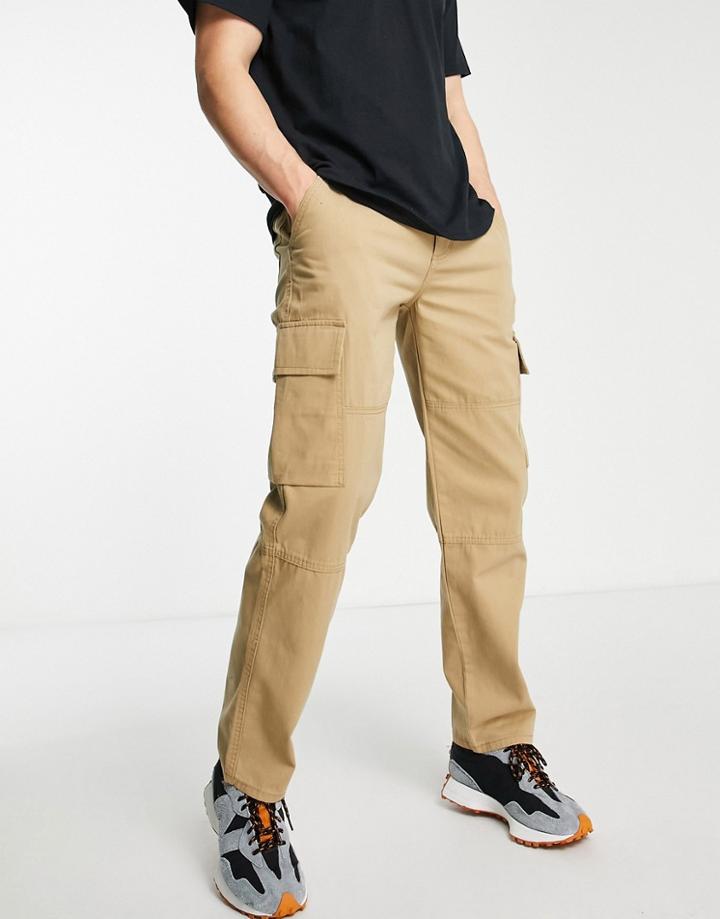 New Look Straight Cargo Pants In Tan-brown