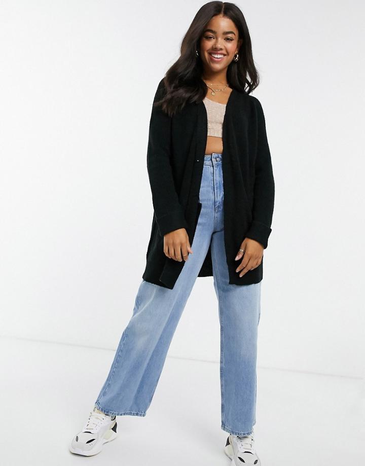Pieces Longline Cardigan In Black