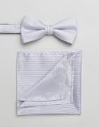 Selected Homme Bow Tie & Pocket Square Set - Gray