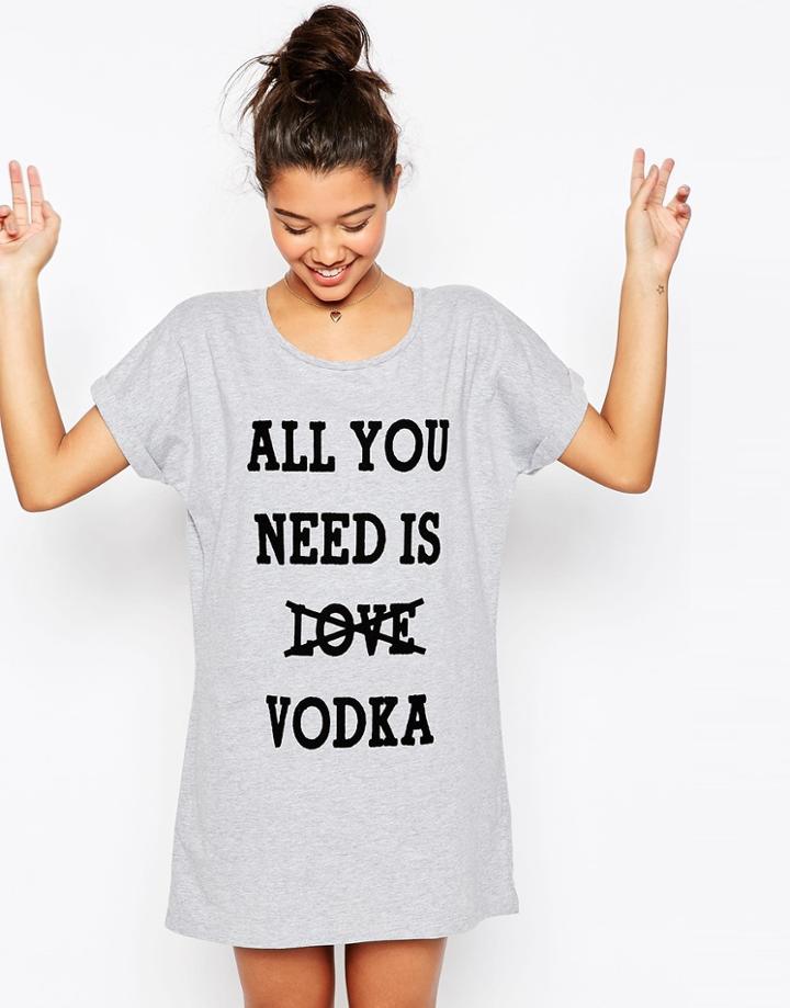 Asos Valentine's 'all You Need Is Love Oversized Tee - Gray