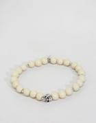Icon Brand Skull Beaded Bracelet In Cream - Beige