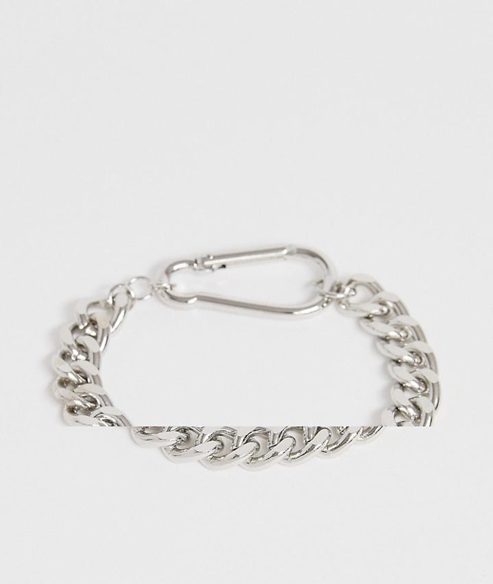 Asos Design Bracelet With Clip Detail-silver