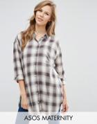 Asos Maternity Longline Check Boyfriend Shirt - Multi