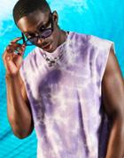 Asos Design Oversized Tank In Purple Tie Dye-multi