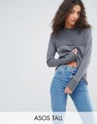 Asos Tall Sweater With Ripple Stitch Detail - Gray