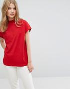 Weekday High Neck T-shirt In Organic Cotton - Red