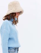 New Look Faux Fur Bucket Hat In Cream-white