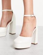 Asos Design Priority Platform High Heeled Shoes In White