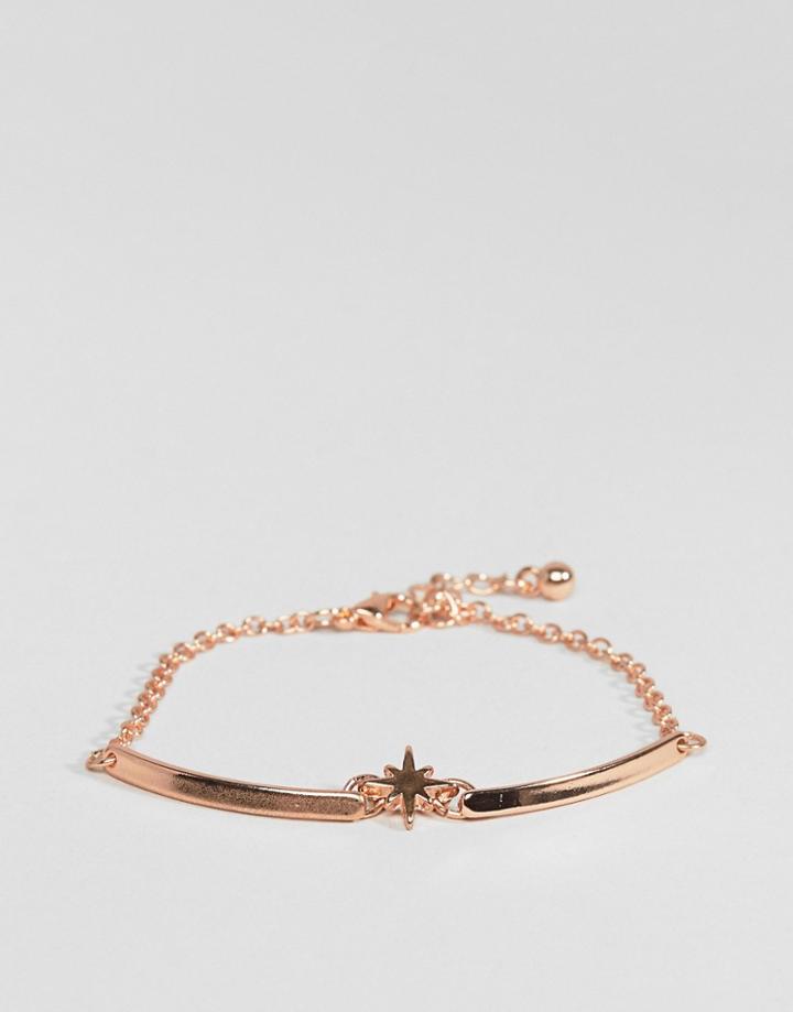 Asos Design Chain Bracelet With Star Charm In Copper - Copper