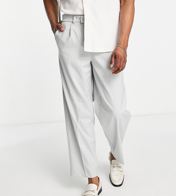 New Look Relaxed Fit Smart Pants In Light Gray