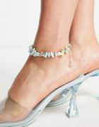 Designb Natural Stone Chip Anklet In Blue