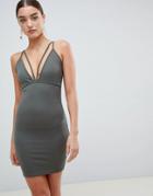 Missguided Bust Cup Mini Dress - Green