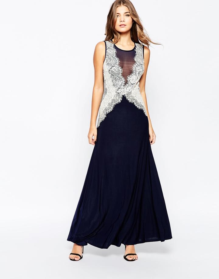 Ax Paris Maxi Dress With Lace Side Panels