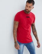 Religion Muscle Fit T-shirt With Curved Hem In Red - Red