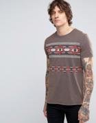 Asos T-shirt With Retro Geo-tribal Print And Vintage Wash - Gray