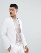 Asos Design Super Skinny Blazer In White Jersey - White