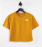 The North Face Simple Dome Cropped T-shirt In Yellow/ White Exclusive At Asos