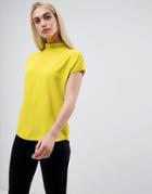 Asos Design Short Sleeve High Neck Top - Green