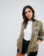 Oeuvre Bomber Jacket With Badges - Green