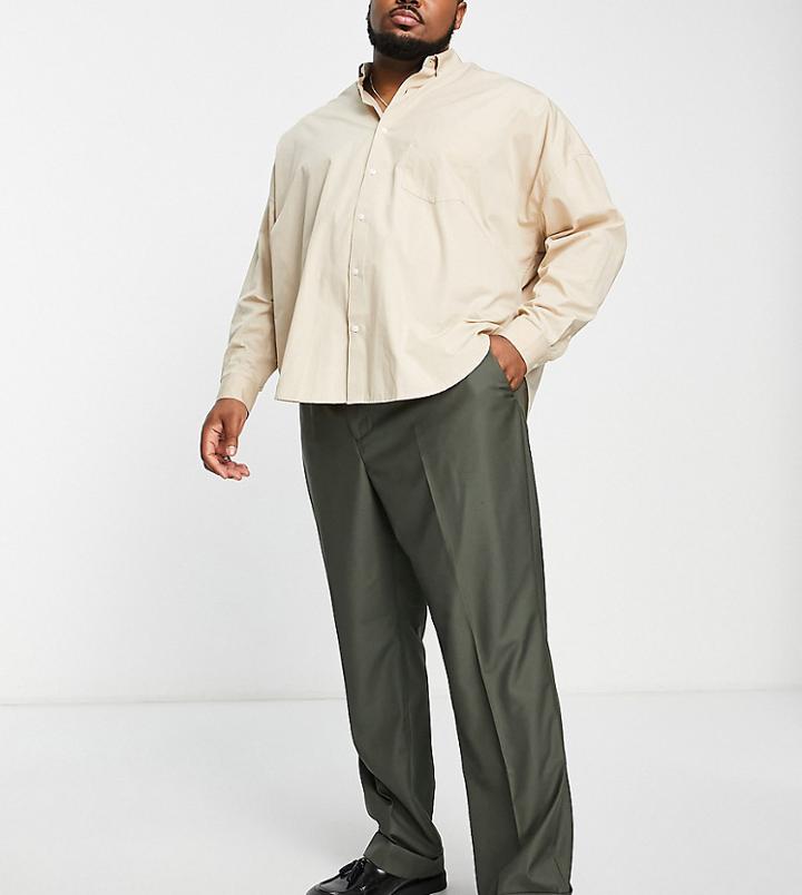 Harry Brown Plus Loose Fit Bamboo Suit Pants-green