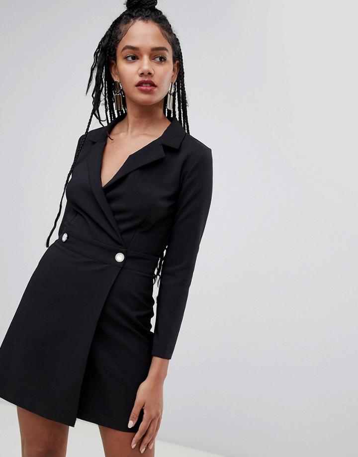 Miss Selfridge Structured Tuxedo Dress In Black - Black