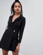 Miss Selfridge Structured Tuxedo Dress In Black - Black