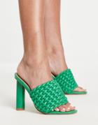 Raid Knottie Mule Heeled Sandals In Green