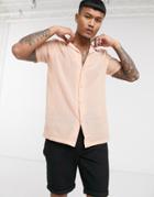 Asos Design Regular Shirt With Revere Collar In Dusky Pink Cheesecloth