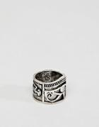 Asos Design Ring With Egyptian Cut Out In Burnished Silver - Silver