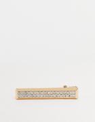 Asos Design Party Tie Bar With Iced Crystals In Gold Tone