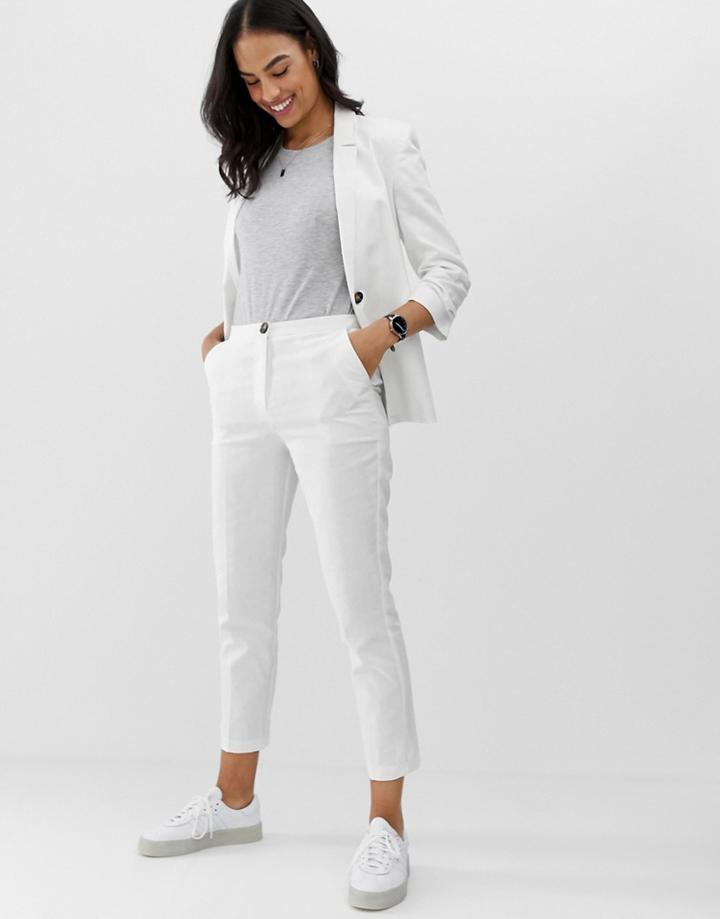 Asos Design Linen Clean Cigarette Pants - White