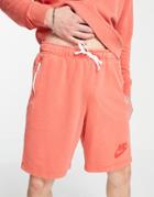 Nike Washed Shorts With Embroidered Logo In Red