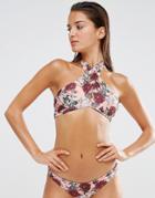 Beach Riot Floral Halter Bikini Top - Multi