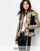 A Star Is Born All Over Embroidered Trophy Jacket - Navy
